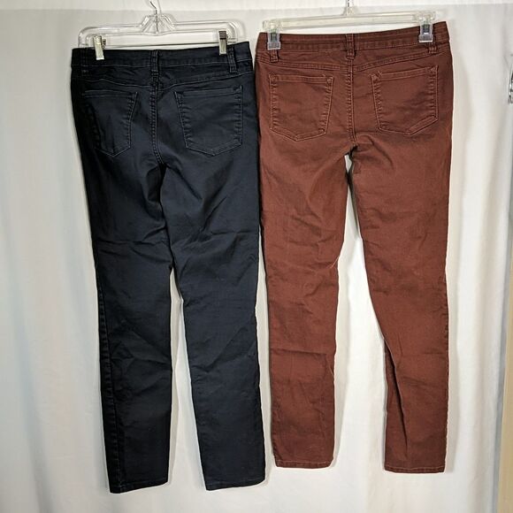 Prana Kayla Navy Indigo / Sienna Brown Denim Jean Pant Women Size 4 / 27 Slim - Picture 1 of 11